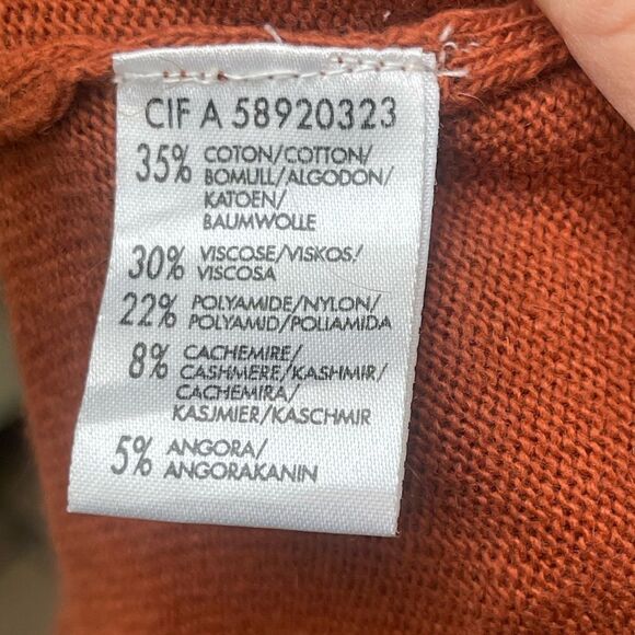 Soft Grey Rust Cashmere Cotton V-Neck Sweater Sleeveless Top Size 10 Preppy EUC - Picture 5 of 7